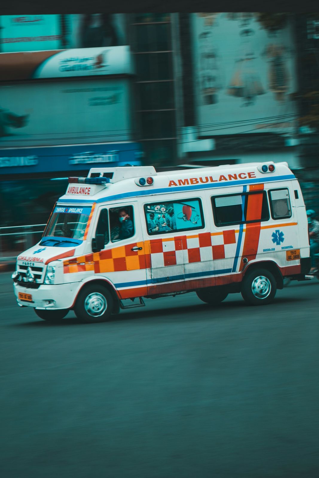 Ambulance on a city street