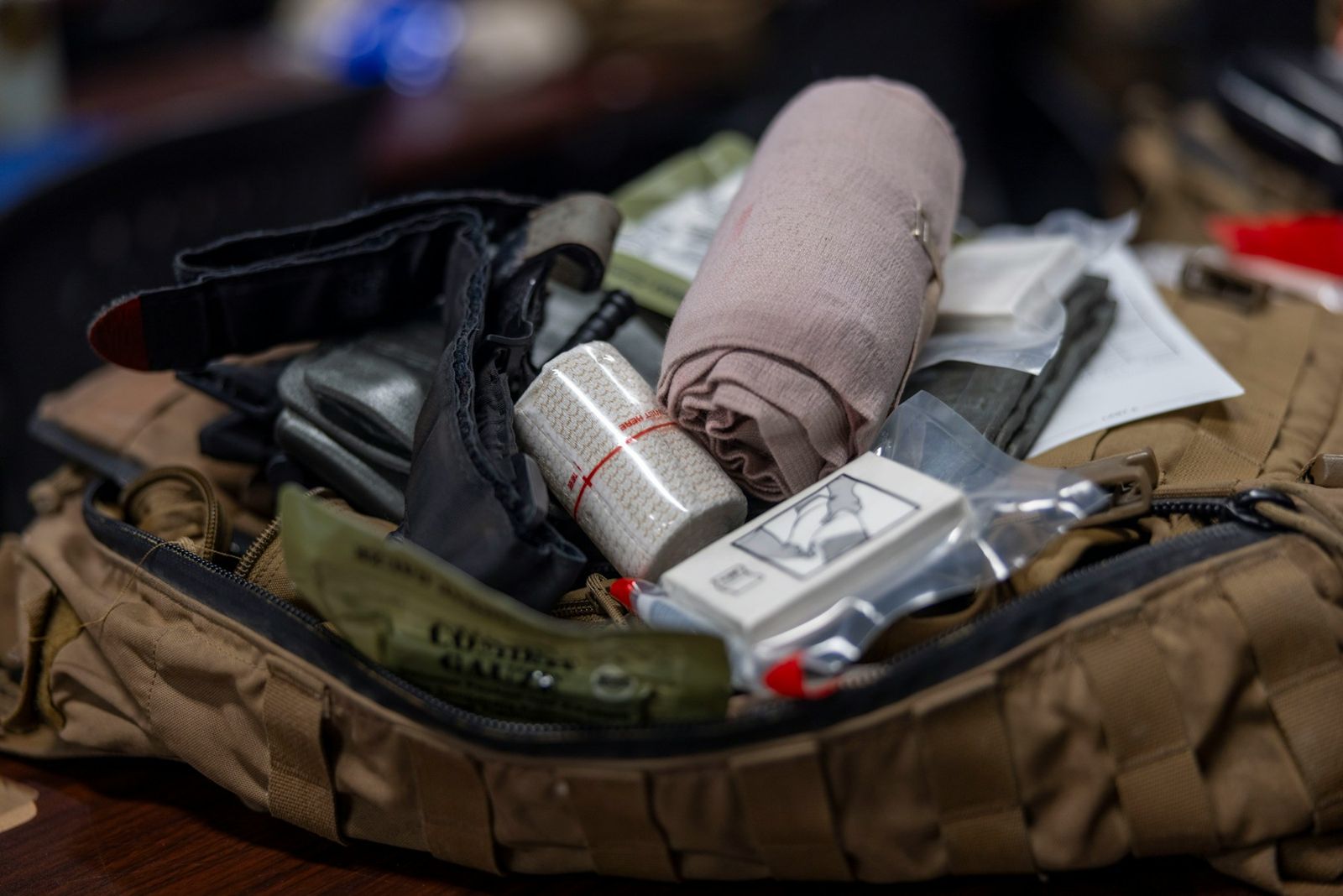 Trauma kit with bandages and supplies